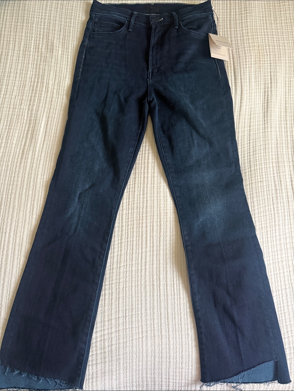 Mother  Dark Blue Denim Jeans - Classic Straight Fit